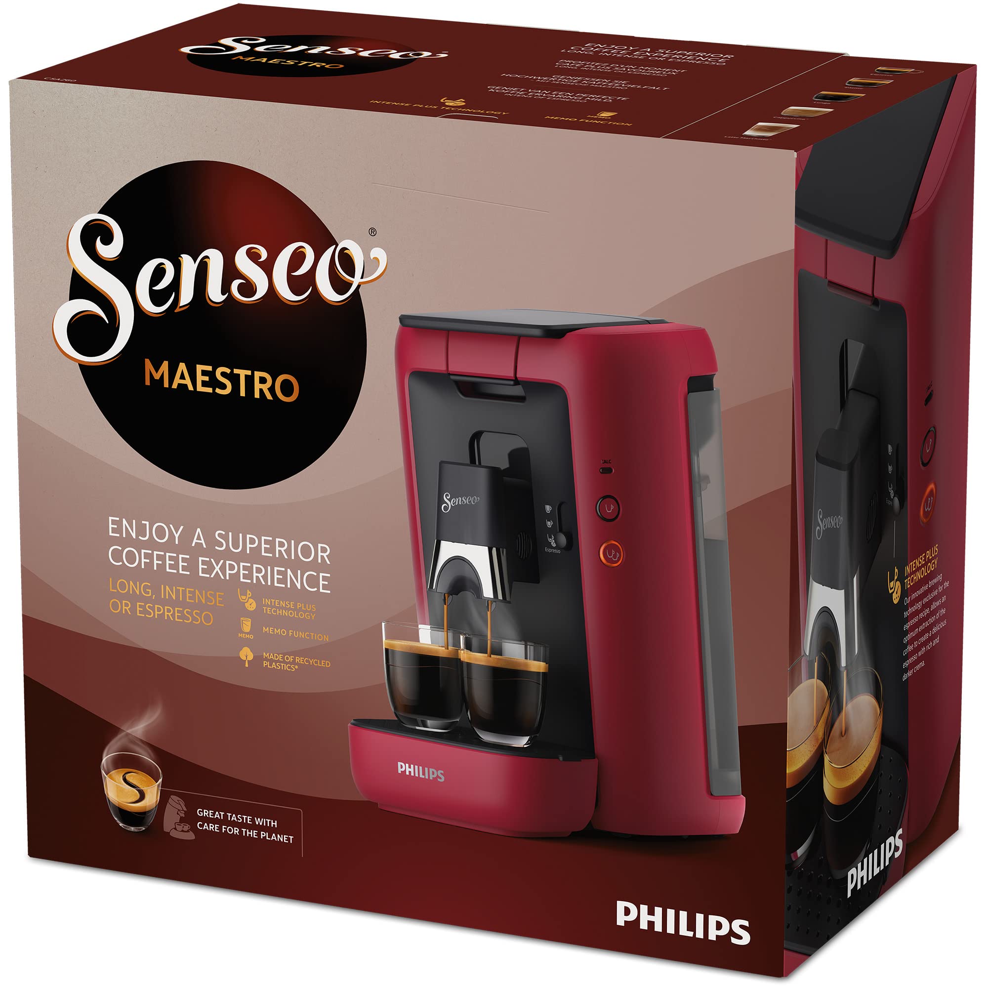 Machine à Café Rivano Senseo Maestro CSA260/91 – Rouge, Réservoir XL 1,2L